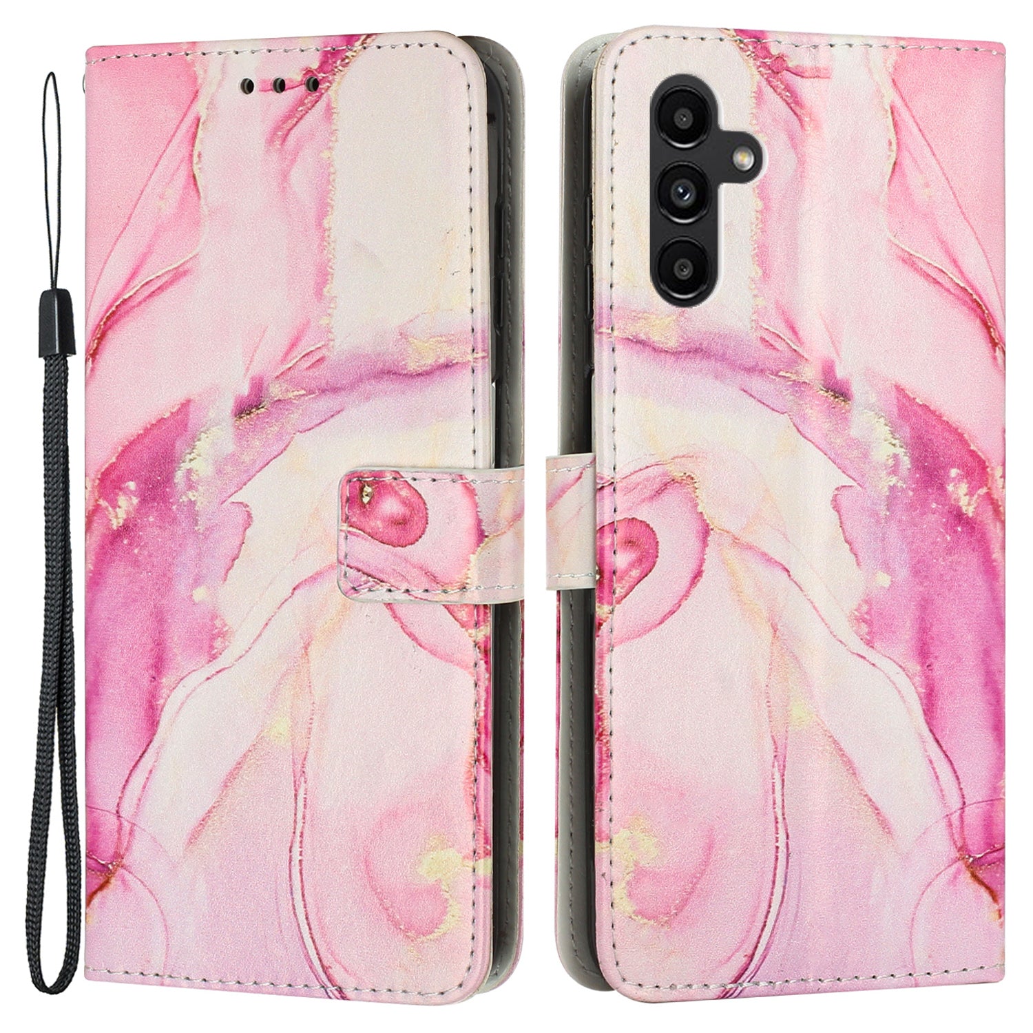 For Samsung Galaxy A34 5G Leather Phone Cover Stand Wallet Marble Pattern Phone Case with Strap For Samsung Galaxy A34 5G Leather Phone Cover Stand Wallet Marble Pattern Phone Case with Strap